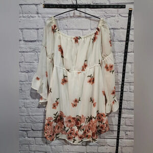Blush floral flowy white and pink off the shoulder maternity dress Size Medium